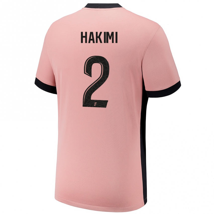 Kids Football Achraf Hakimi #2 Rust Pink Third Jersey 2024/25 T-Shirt Australia