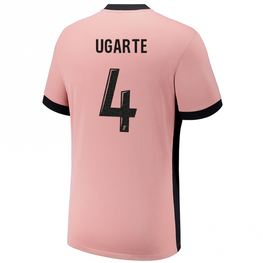 Kids Football Manuel Ugarte #4 Rust Pink Third Jersey 2024/25 T-Shirt Australia