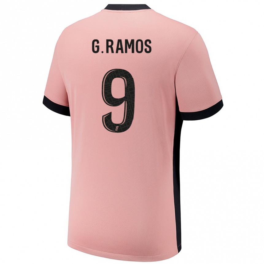 Kids Football Gonçalo Ramos #9 Rust Pink Third Jersey 2024/25 T-Shirt Australia