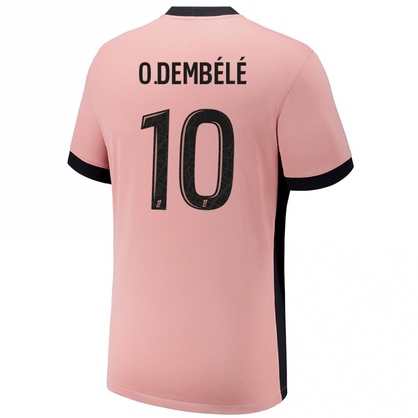 Kids Football Ousmane Dembele #10 Rust Pink Third Jersey 2024/25 T-Shirt Australia