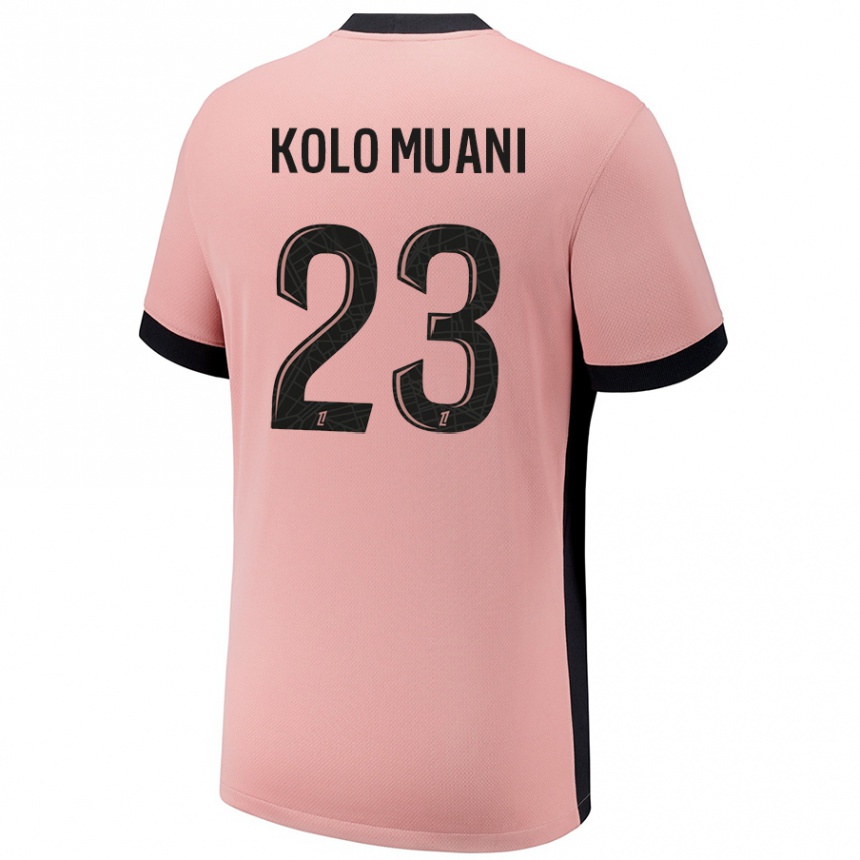 Kids Football Randal Kolo Muani #23 Rust Pink Third Jersey 2024/25 T-Shirt Australia