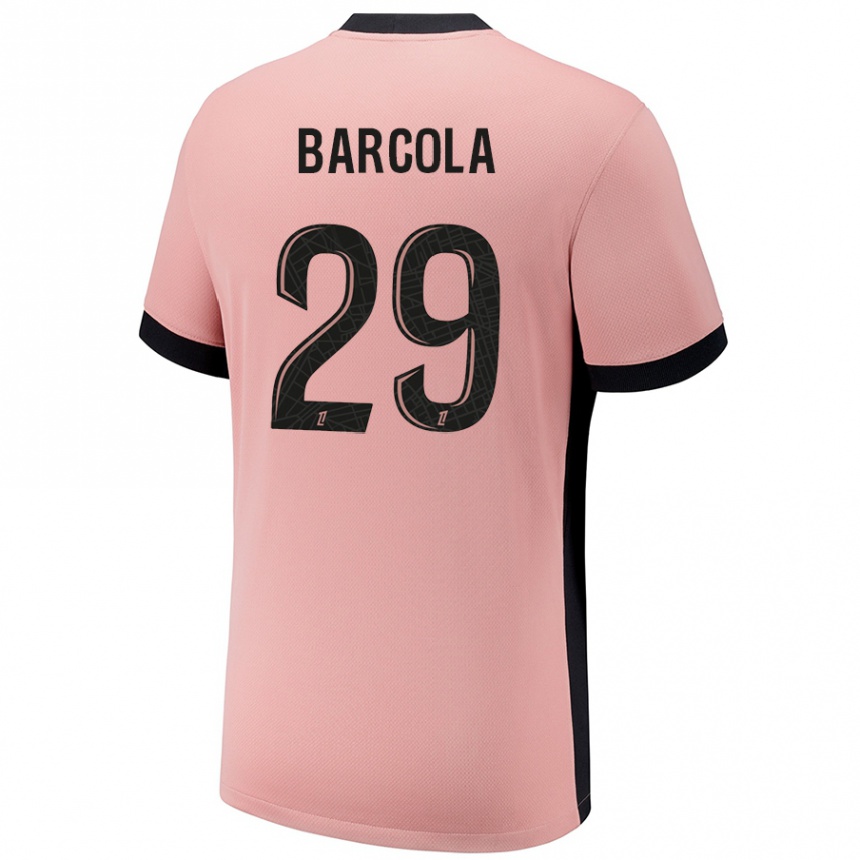 Kids Football Bradley Barcola #29 Rust Pink Third Jersey 2024/25 T-Shirt Australia