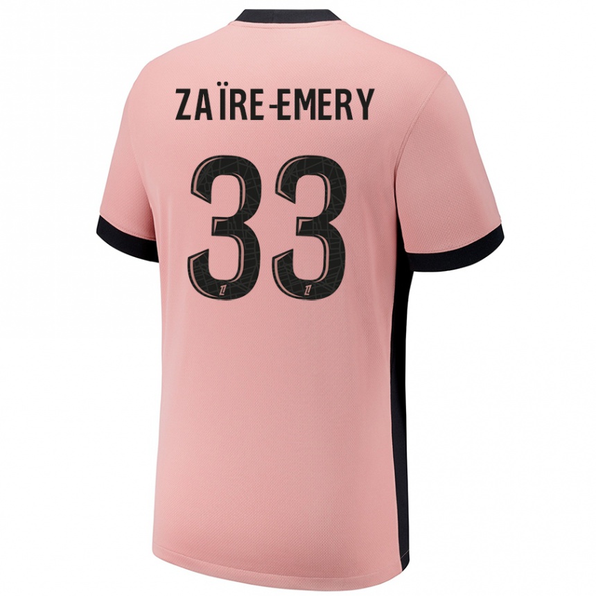 Kids Football Warren Zaire Emery #33 Rust Pink Third Jersey 2024/25 T-Shirt Australia