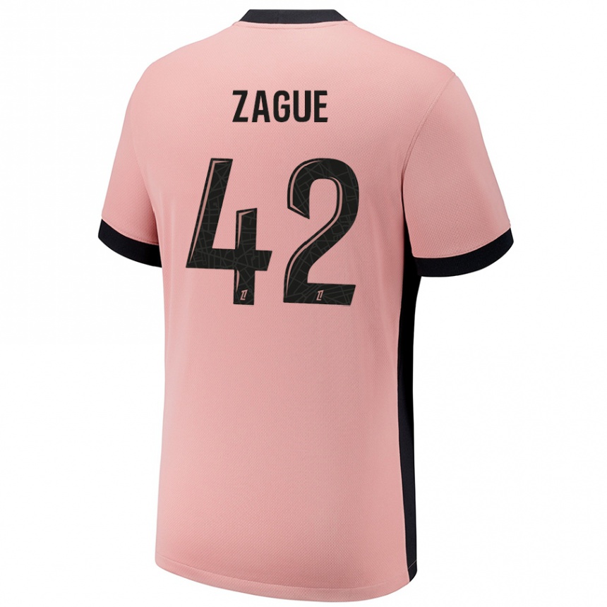 Kids Football Yoram Zague #42 Rust Pink Third Jersey 2024/25 T-Shirt Australia