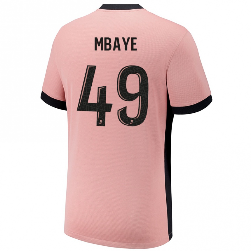 Kids Football Ibrahim Mbaye #49 Rust Pink Third Jersey 2024/25 T-Shirt Australia