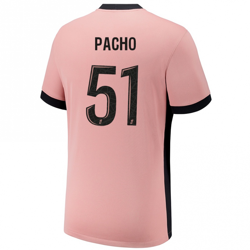 Kids Football Willian Pacho #51 Rust Pink Third Jersey 2024/25 T-Shirt Australia