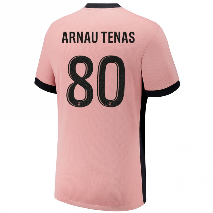 Kids Football Arnau Tenas #80 Rust Pink Third Jersey 2024/25 T-Shirt Australia