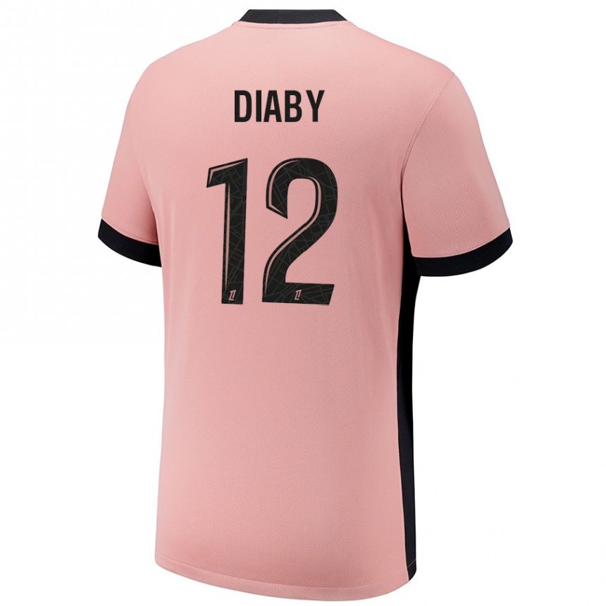 Kids Football Ibrahima Diaby #12 Rust Pink Third Jersey 2024/25 T-Shirt Australia