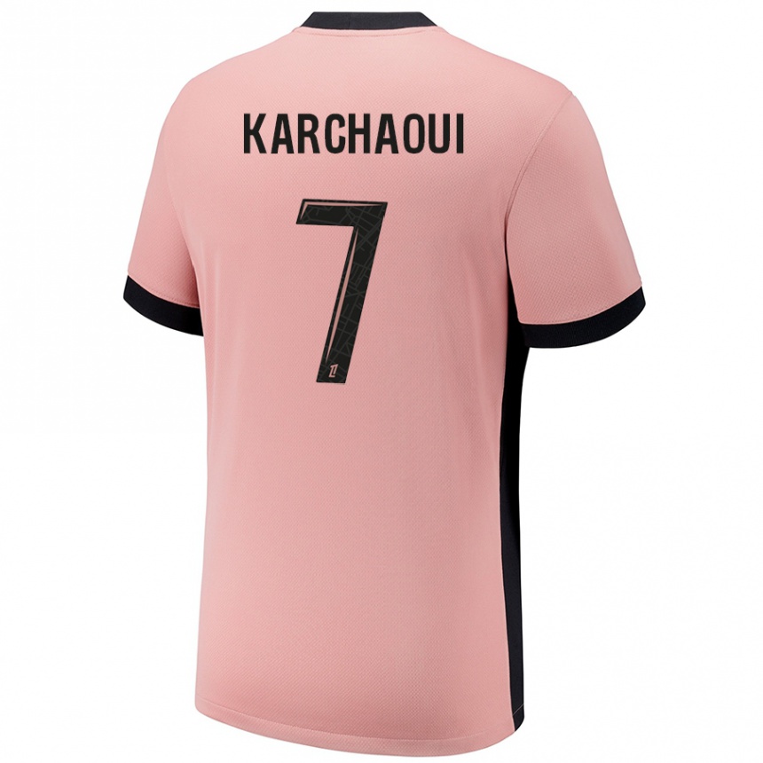 Kids Football Sakina Karchaoui #7 Rust Pink Third Jersey 2024/25 T-Shirt Australia