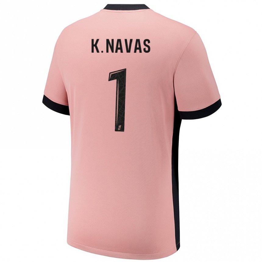 Kids Football Keylor Navas #1 Rust Pink Third Jersey 2024/25 T-Shirt Australia