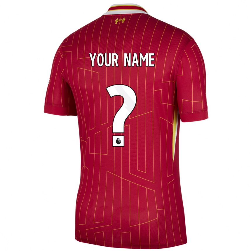 Men Football Your Name #0 Red Yellow White Home Jersey 2024/25 T-Shirt Australia