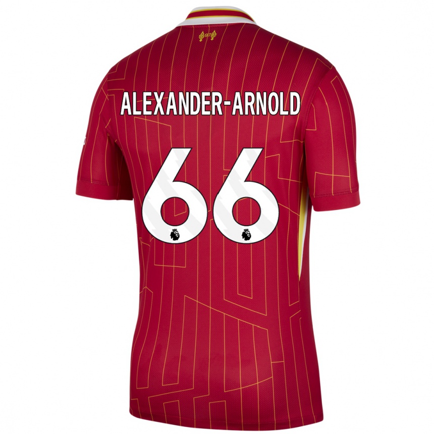 Men Football Trent Alexander-Arnold #66 Red Yellow White Home Jersey 2024/25 T-Shirt Australia