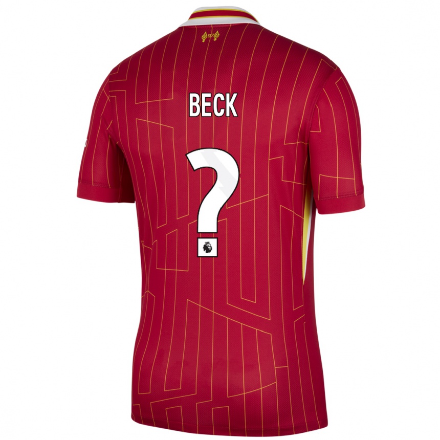 Men Football Owen Beck #0 Red Yellow White Home Jersey 2024/25 T-Shirt Australia