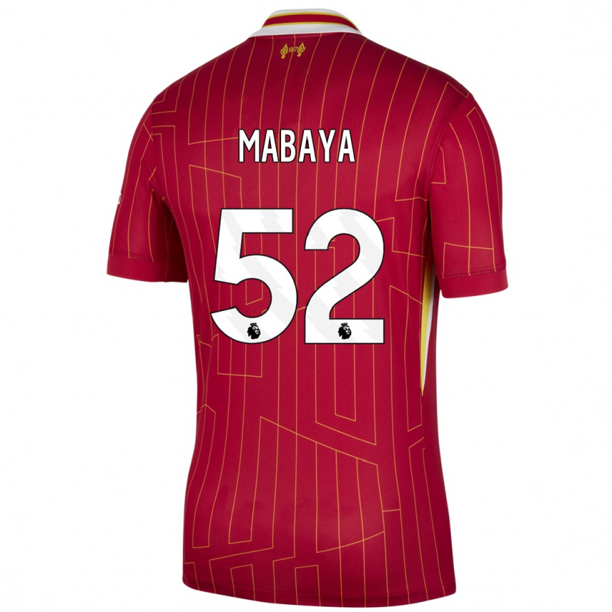 Men Football Isaac Mabaya #52 Red Yellow White Home Jersey 2024/25 T-Shirt Australia