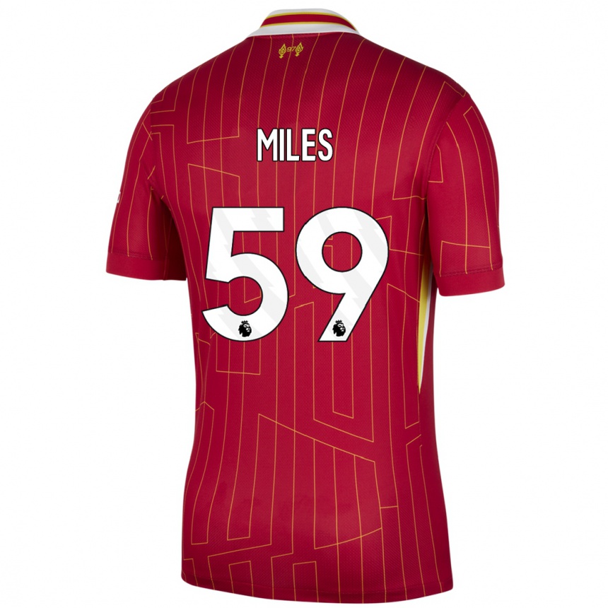 Men Football Terence Miles #59 Red Yellow White Home Jersey 2024/25 T-Shirt Australia