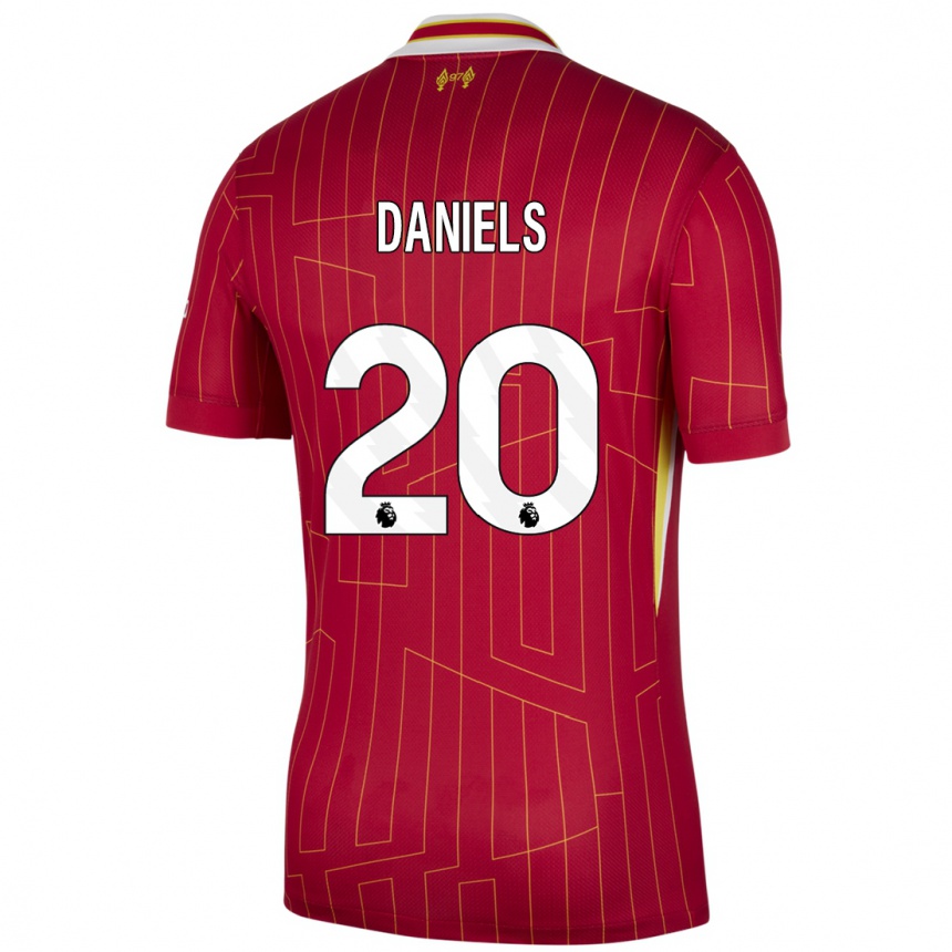 Men Football Yana Daniels #20 Red Yellow White Home Jersey 2024/25 T-Shirt Australia