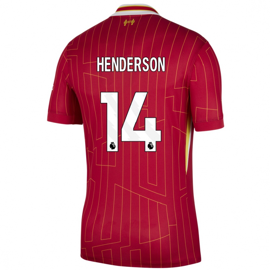 Men Football Henderson #14 Red Yellow White Home Jersey 2024/25 T-Shirt Australia