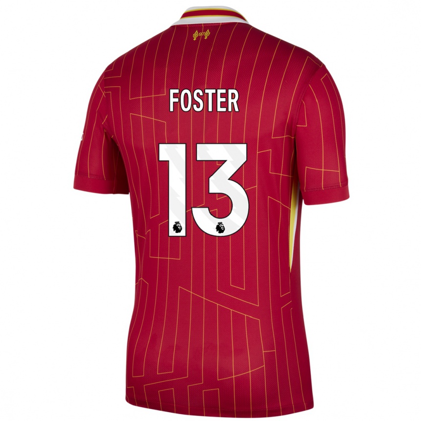 Men Football Rylee Foster #13 Red Yellow White Home Jersey 2024/25 T-Shirt Australia