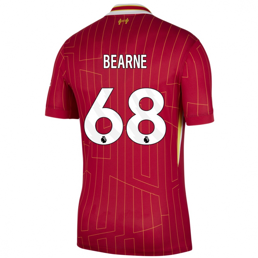 Men Football Jack Bearne #68 Red Yellow White Home Jersey 2024/25 T-Shirt Australia