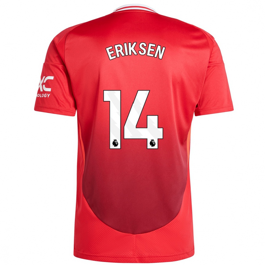 Men Football Christian Eriksen #14 Bright Red Home Jersey 2024/25 T-Shirt Australia