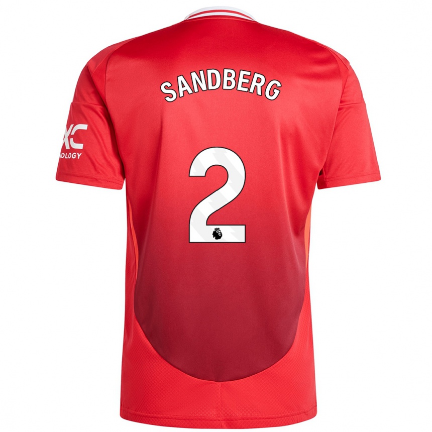 Men Football Anna Sandberg #2 Bright Red Home Jersey 2024/25 T-Shirt Australia