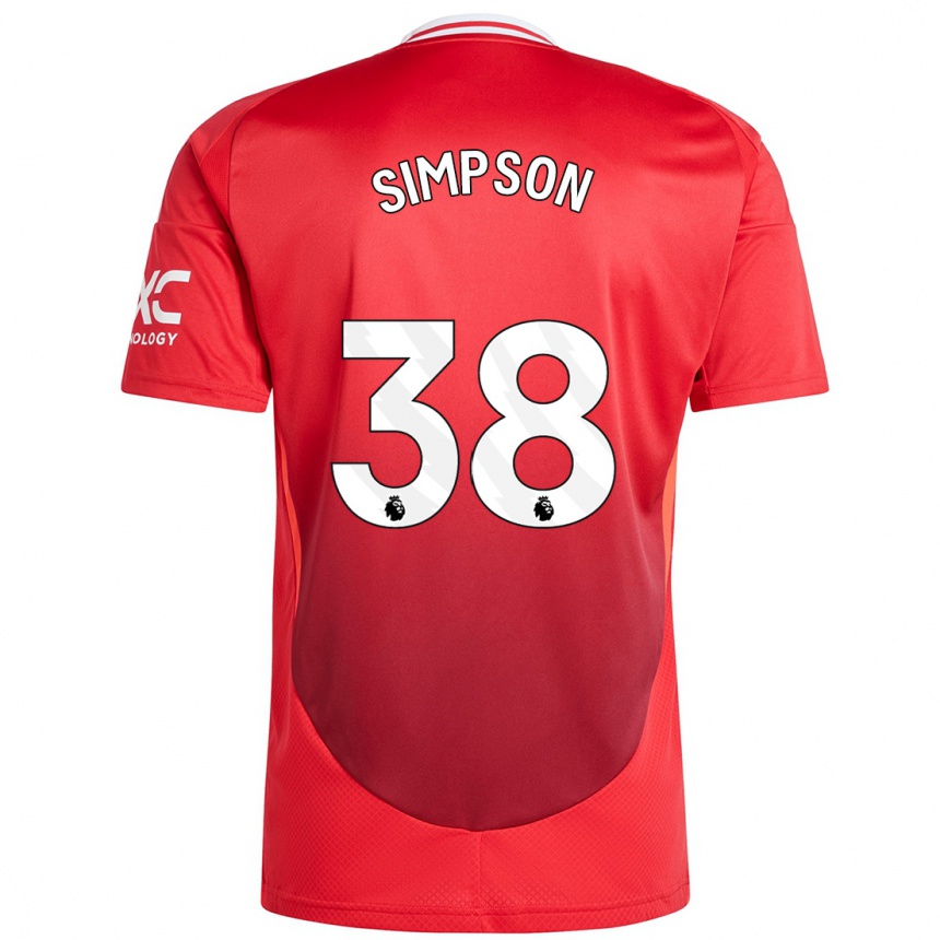 Men Football Jess Simpson #38 Bright Red Home Jersey 2024/25 T-Shirt Australia