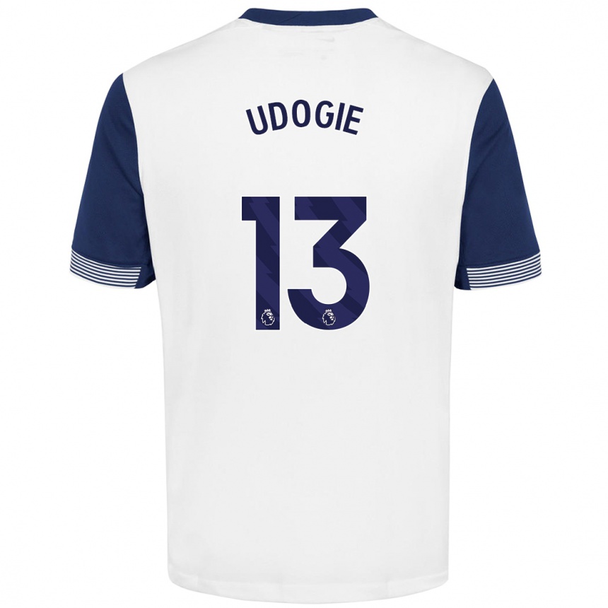 Men Football Destiny Udogie #13 White Blue Home Jersey 2024/25 T-Shirt Australia