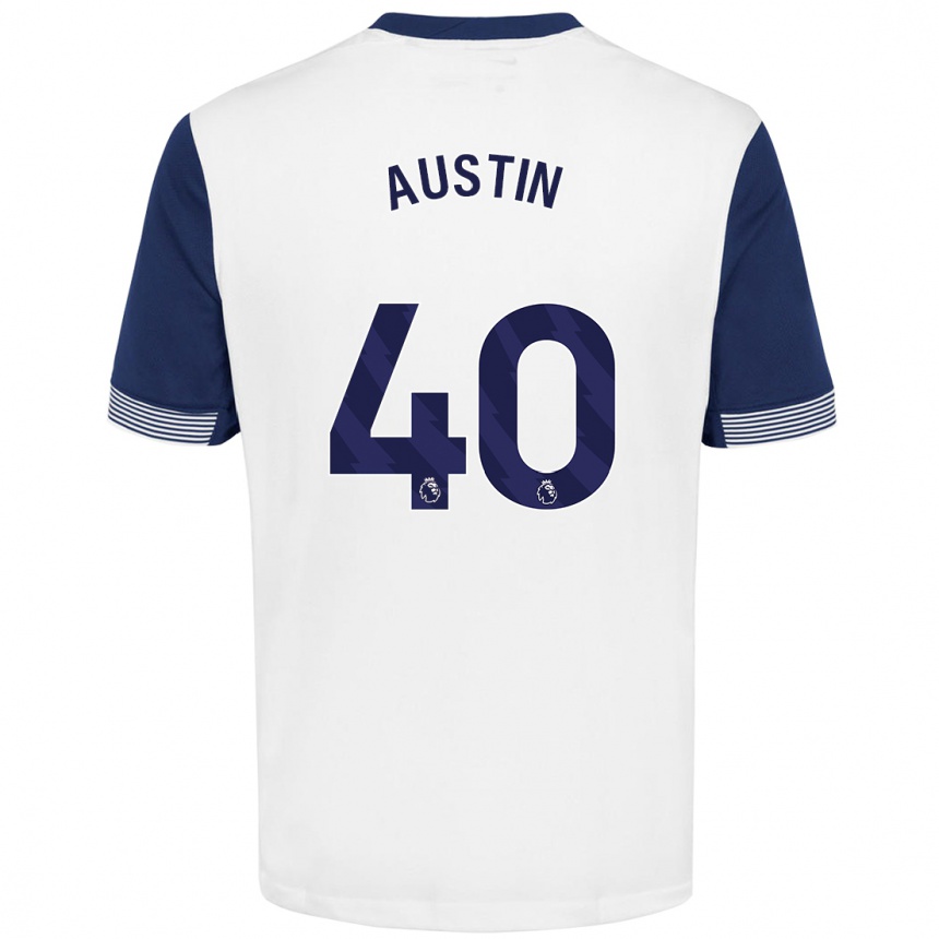 Men Football Brandon Austin #40 White Blue Home Jersey 2024/25 T-Shirt Australia