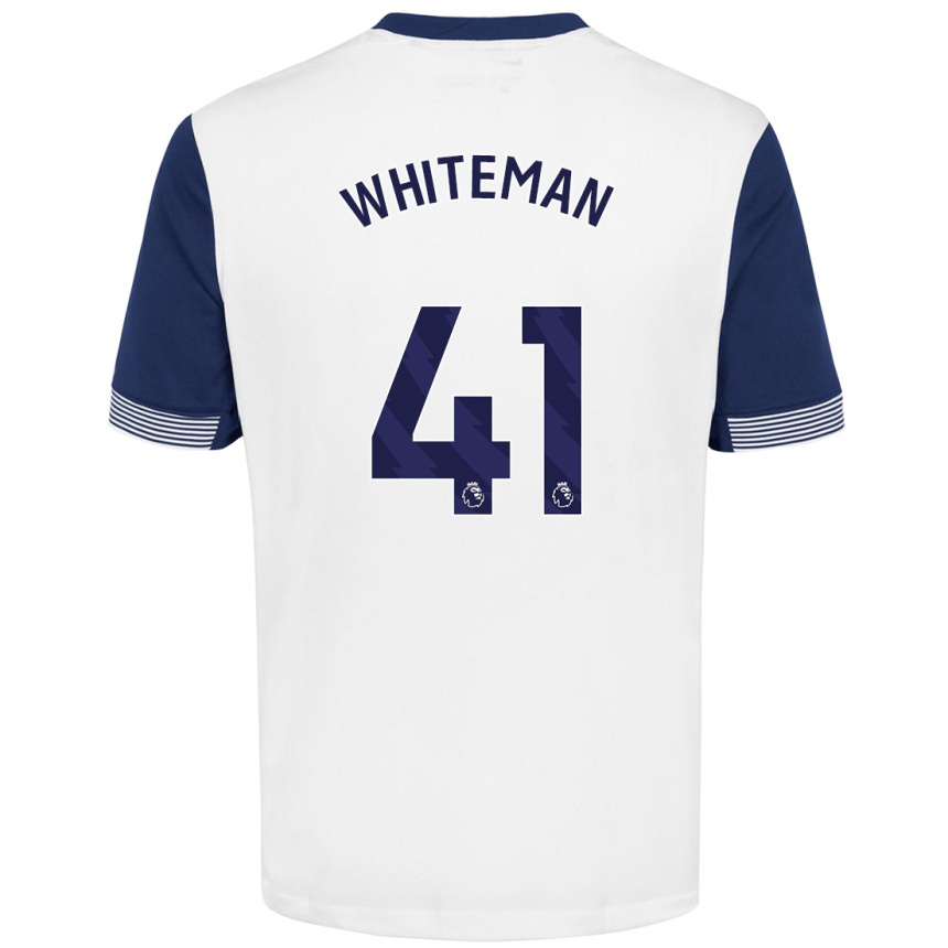 Men Football Alfie Whiteman #41 White Blue Home Jersey 2024/25 T-Shirt Australia