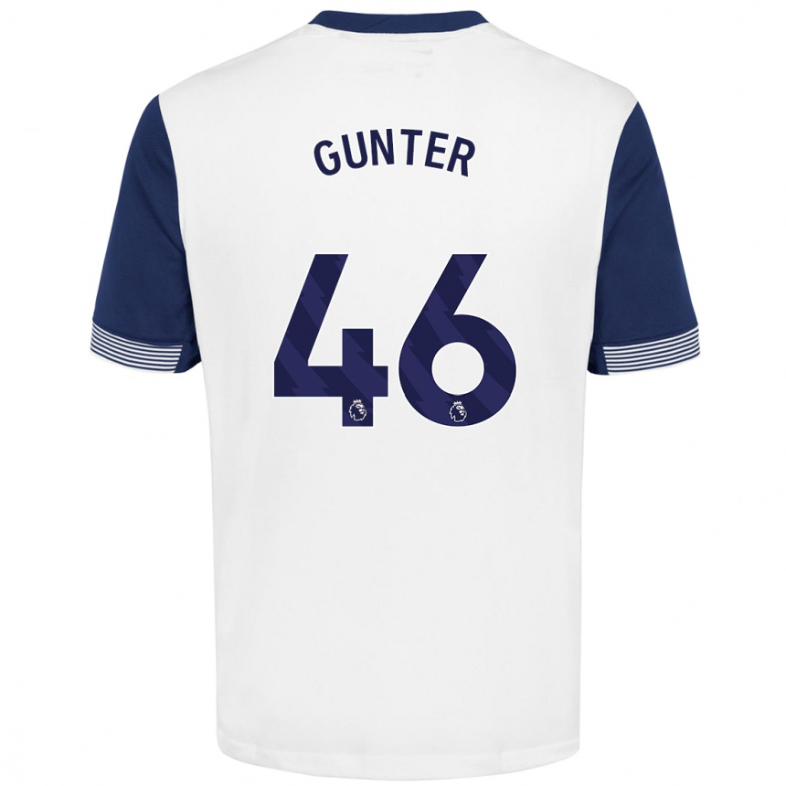 Men Football Luca Gunter #46 White Blue Home Jersey 2024/25 T-Shirt Australia