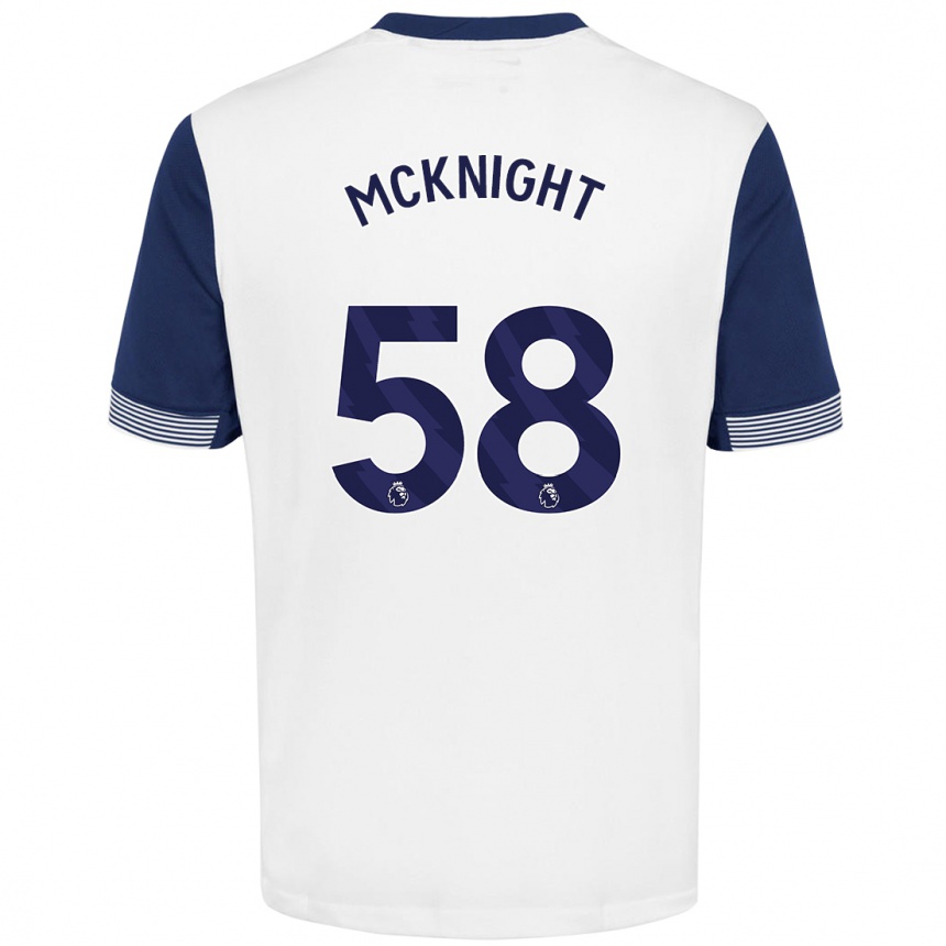 Men Football Maxwell Mcknight #58 White Blue Home Jersey 2024/25 T-Shirt Australia