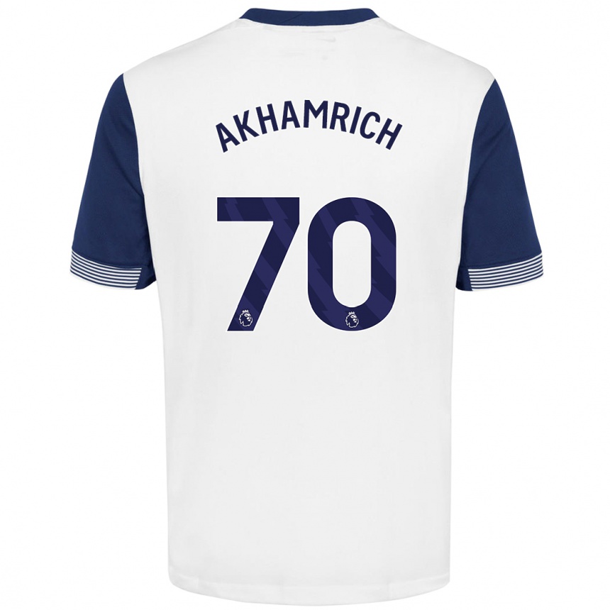 Men Football Yusuf Akhamrich #70 White Blue Home Jersey 2024/25 T-Shirt Australia