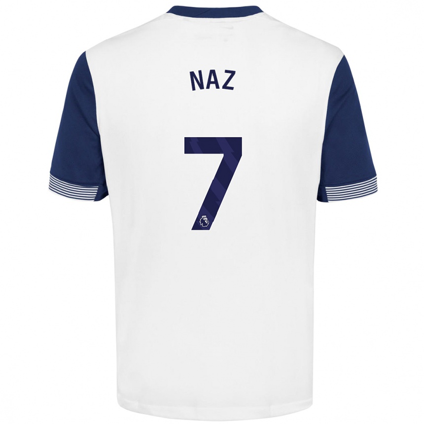 Men Football Jessica Naz #7 White Blue Home Jersey 2024/25 T-Shirt Australia