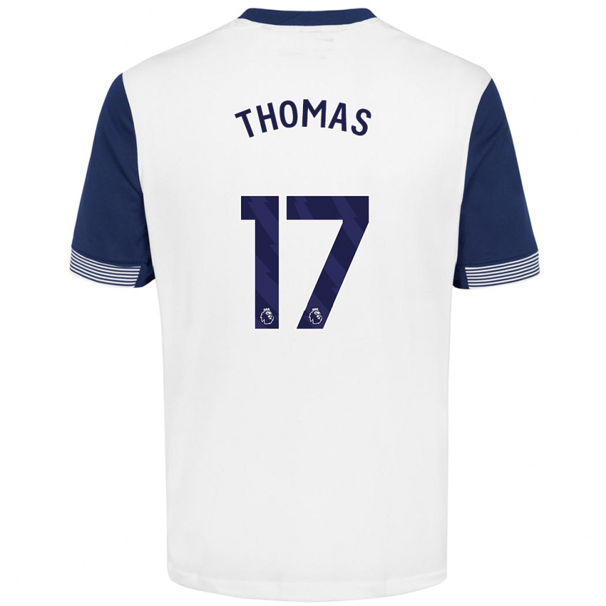 Men Football Martha Thomas #17 White Blue Home Jersey 2024/25 T-Shirt Australia