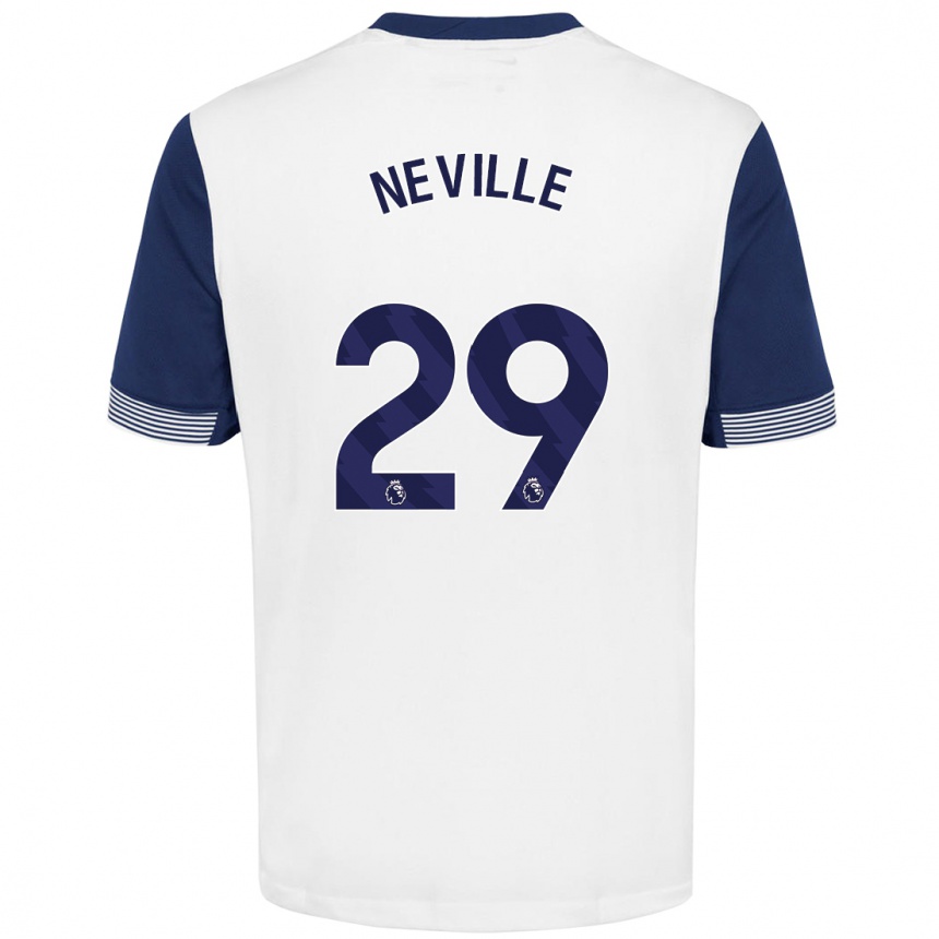 Men Football Ashleigh Neville #29 White Blue Home Jersey 2024/25 T-Shirt Australia