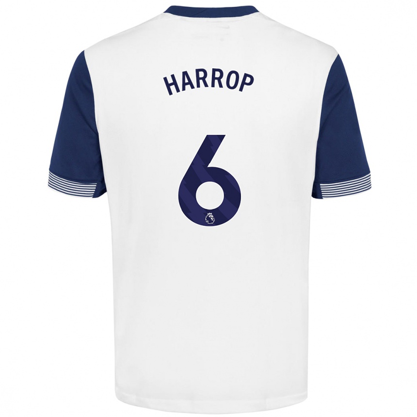 Men Football Kerys Harrop #6 White Blue Home Jersey 2024/25 T-Shirt Australia