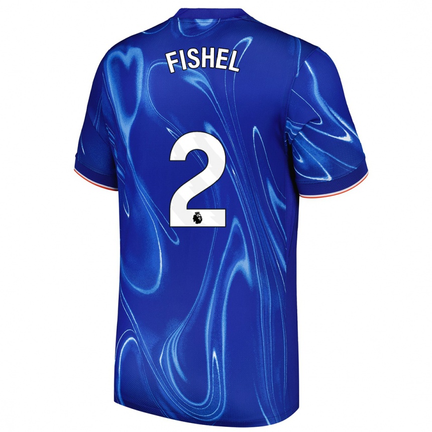 Men Football Mia Fishel #2 Blue White Home Jersey 2024/25 T-Shirt Australia