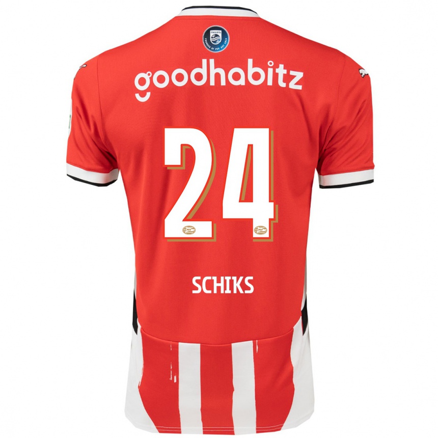 Men Football Niek Schiks #24 Red White Home Jersey 2024/25 T-Shirt Australia