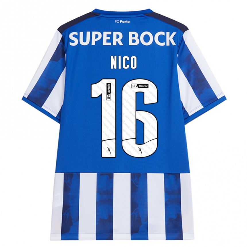 Men Football Nico Gonzalez #16 Blue White Home Jersey 2024/25 T-Shirt Australia