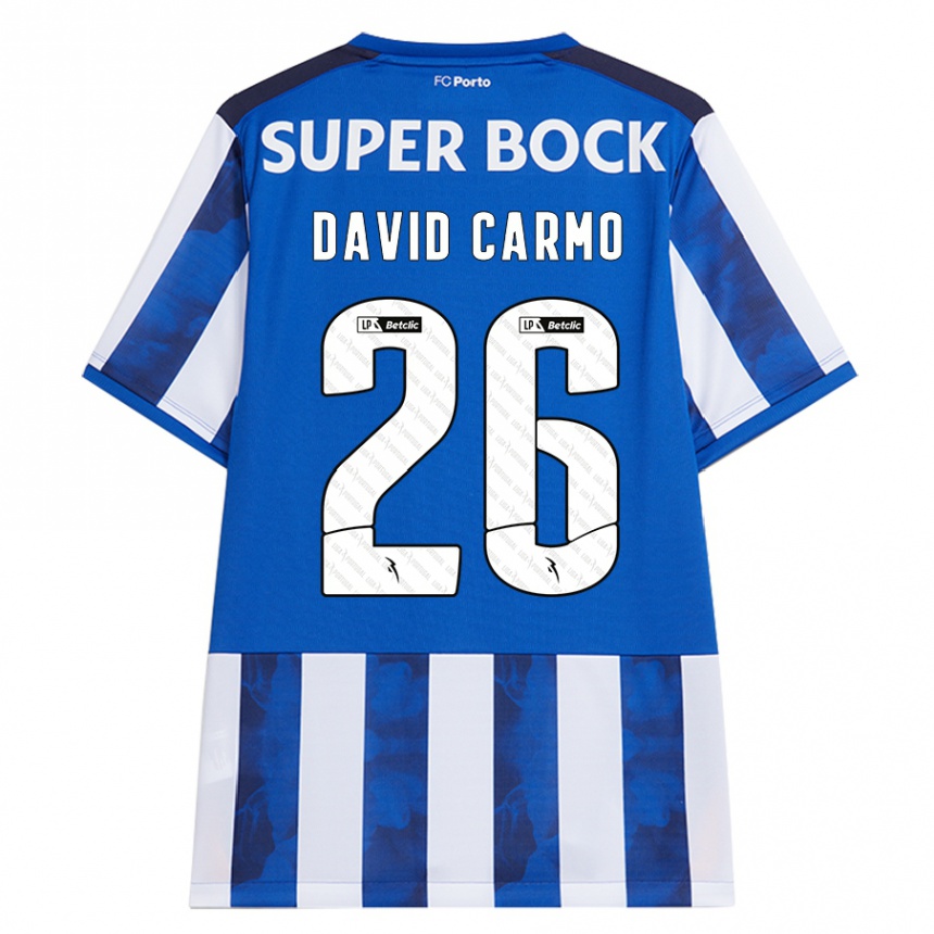 Men Football David Carmo #26 Blue White Home Jersey 2024/25 T-Shirt Australia