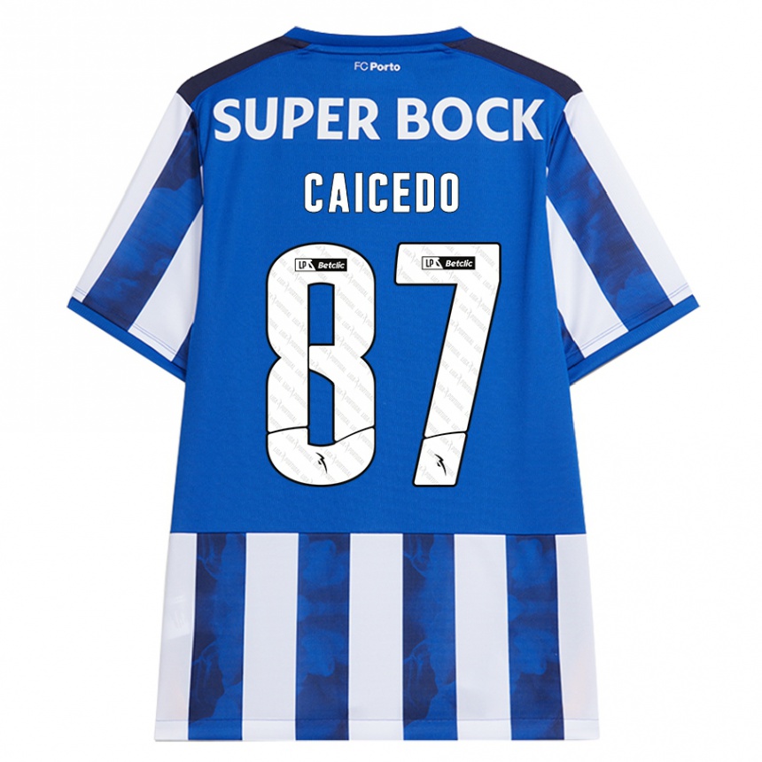 Men Football Brayan Caicedo #87 Blue White Home Jersey 2024/25 T-Shirt Australia