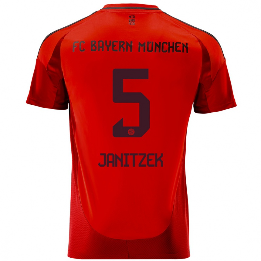 Men Football Justin Janitzek #5 Red Home Jersey 2024/25 T-Shirt Australia