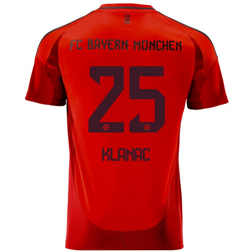 Men Football Luka Klanac #25 Red Home Jersey 2024/25 T-Shirt Australia