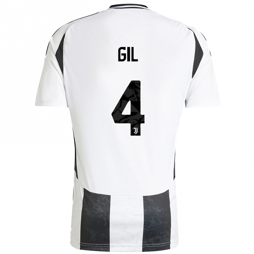 Men Football Javier Gil #4 White Black Home Jersey 2024/25 T-Shirt Australia