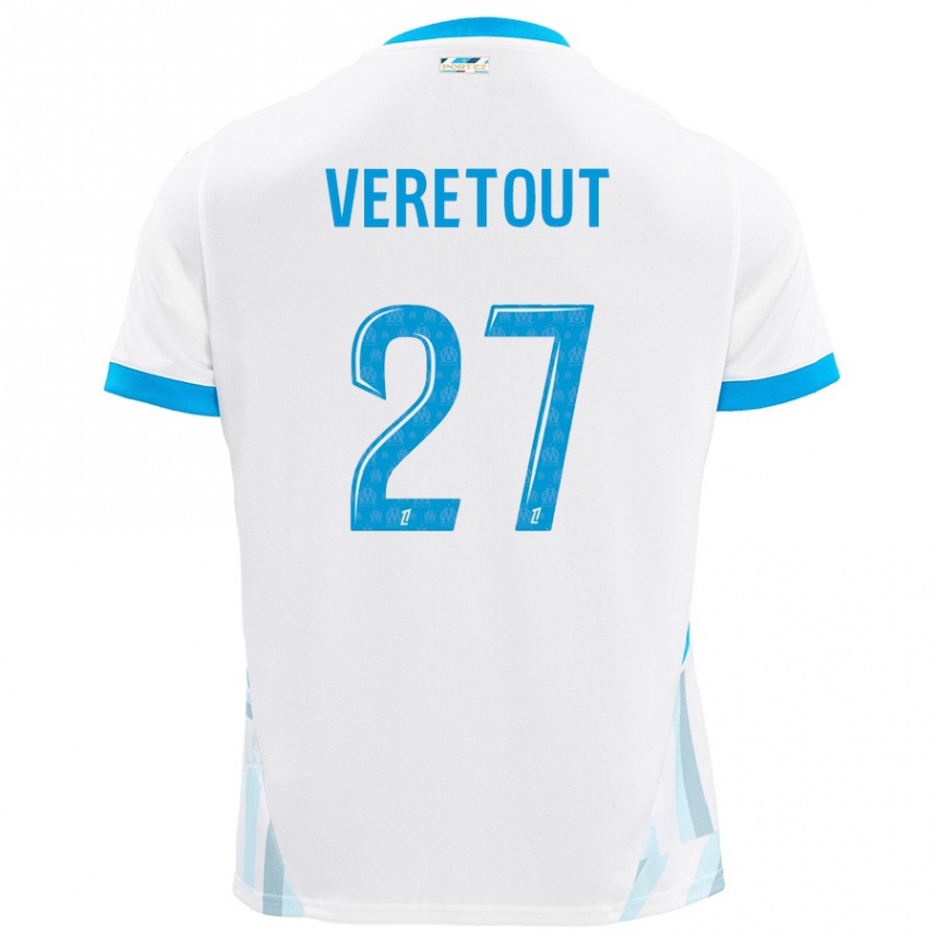 Men Football Jordan Veretout #27 White Sky Blue Home Jersey 2024/25 T-Shirt Australia