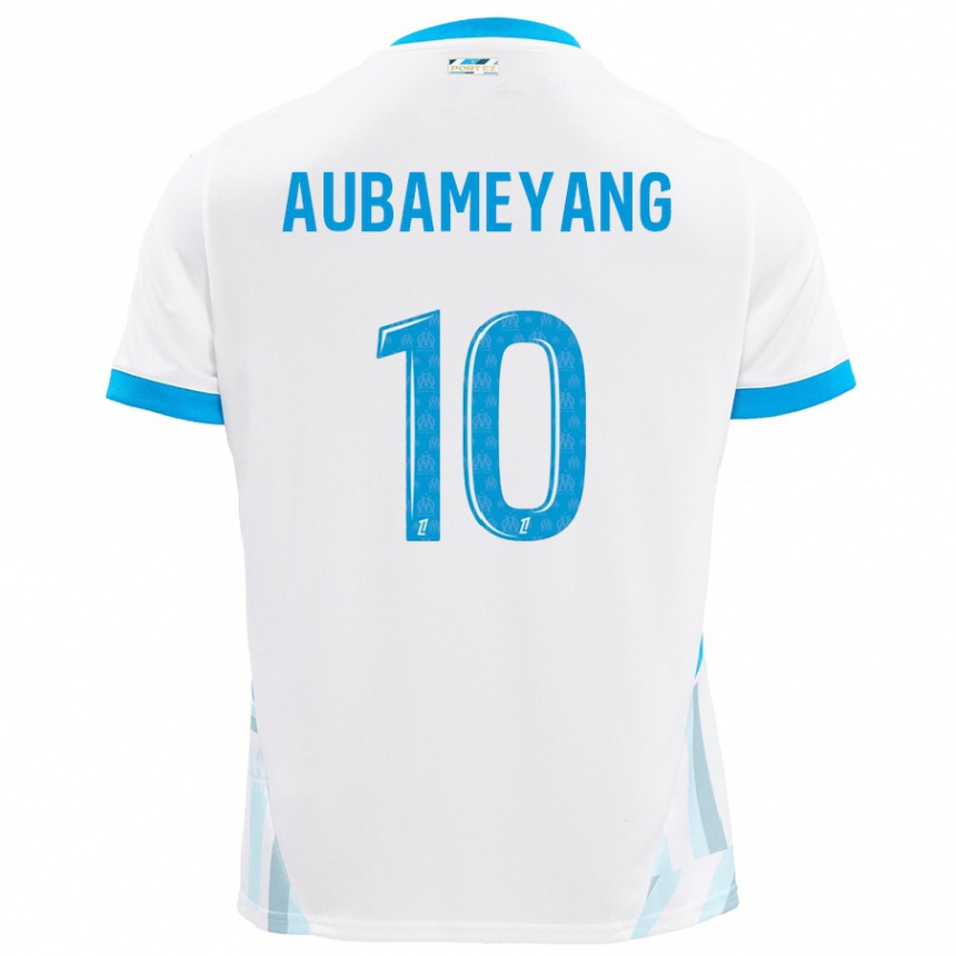 Men Football Pierre-Emerick Aubameyang #10 White Sky Blue Home Jersey 2024/25 T-Shirt Australia