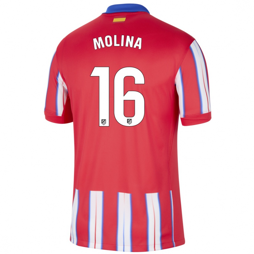 Men Football Nahuel Molina #16 Red White Blue Home Jersey 2024/25 T-Shirt Australia