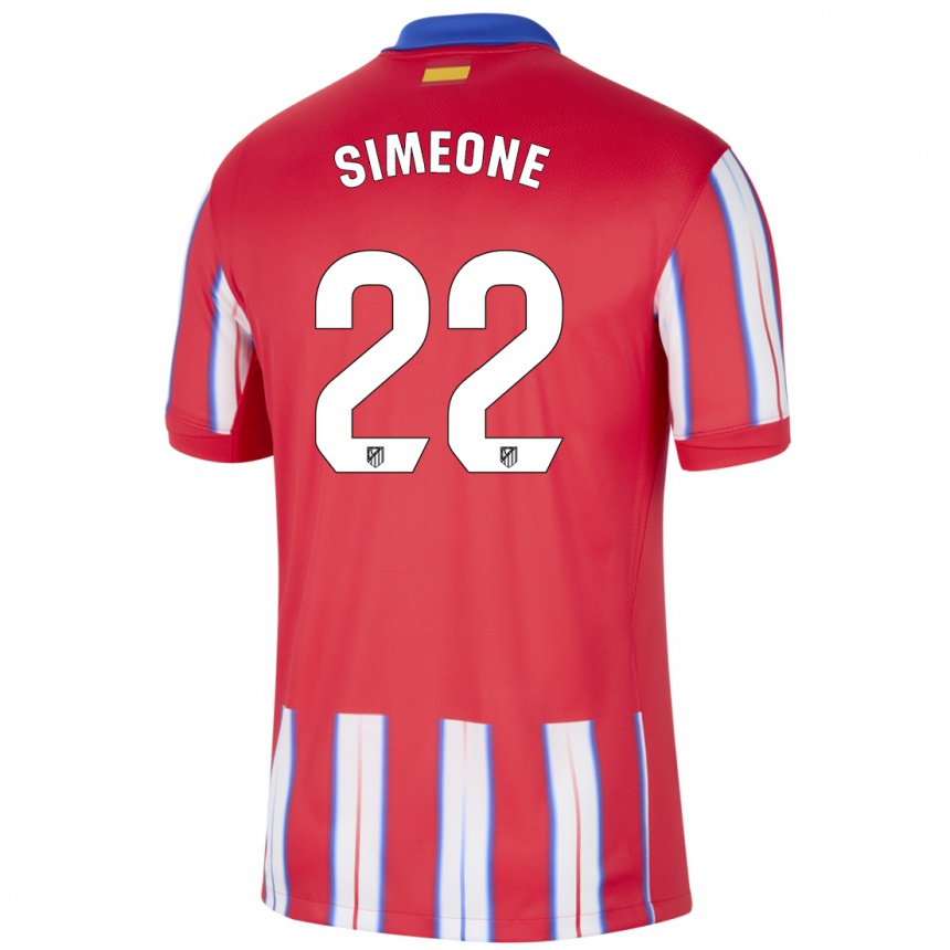 Men Football Giuliano Simeone #22 Red White Blue Home Jersey 2024/25 T-Shirt Australia