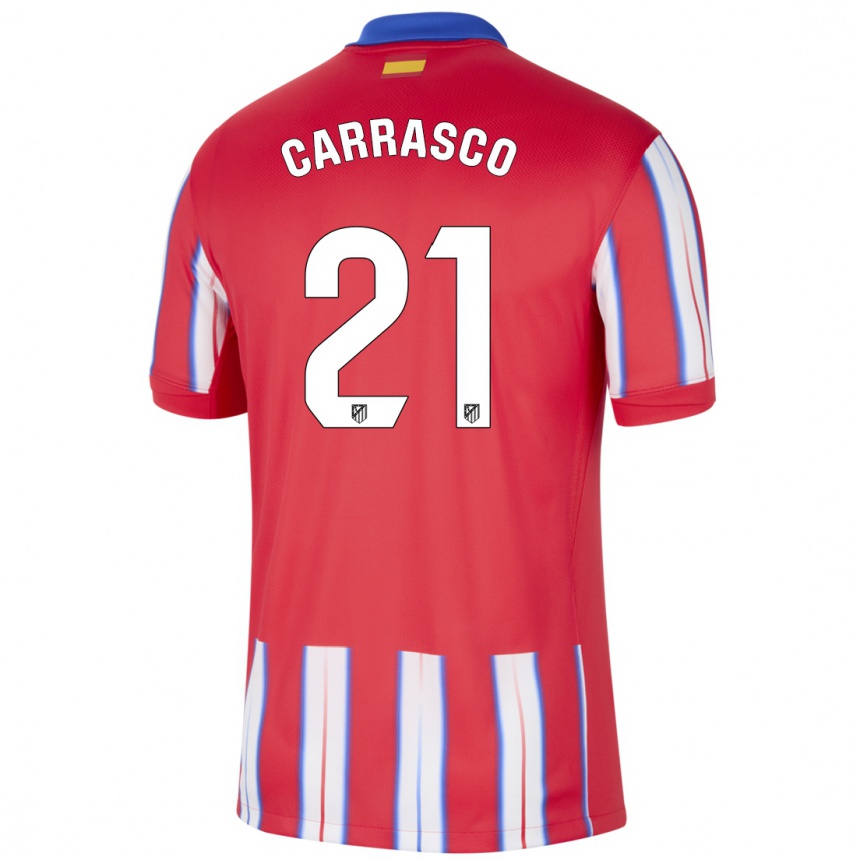 Men Football Yannick Carrasco #21 Red White Blue Home Jersey 2024/25 T-Shirt Australia