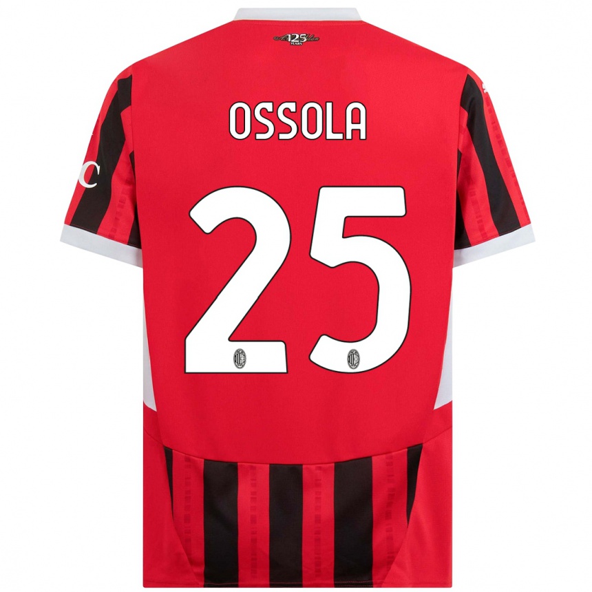 Men Football Lorenzo Ossola #25 Red Black Home Jersey 2024/25 T-Shirt Australia